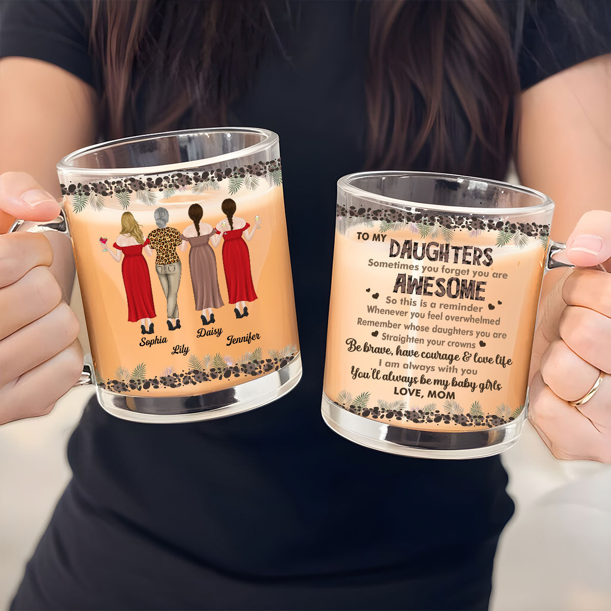 Mom To Daughter Straighten Your Crown - Personalized Custom Glass Mug