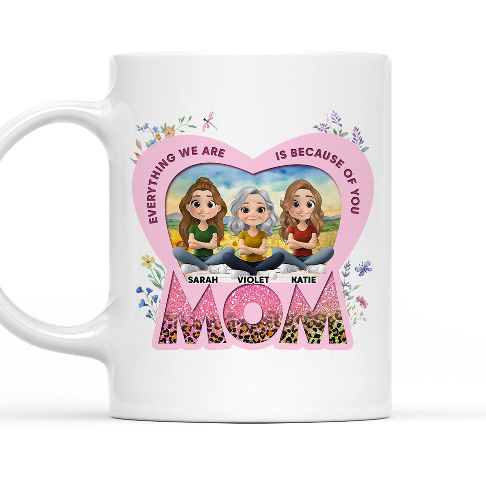 Because Of You Mom - Personalized Custom Coffee Mug