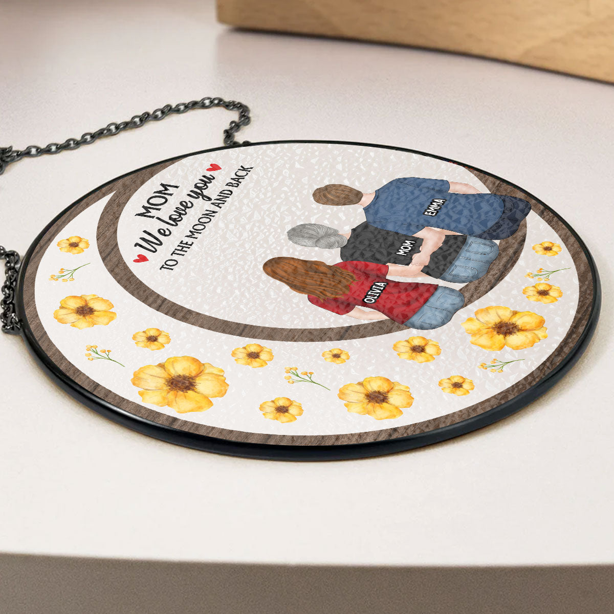 We Love You To The Moon And Back - Personalized Custom Window Hanging Suncatcher