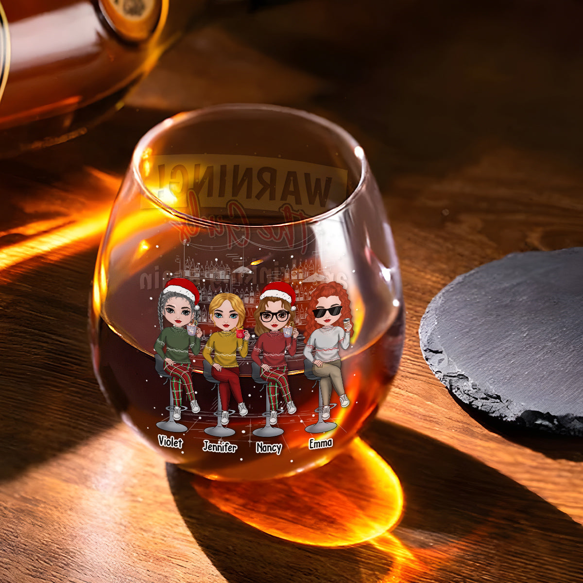 The Girls Are Drinking Again Christmas - Personalized Custom Wine Glass