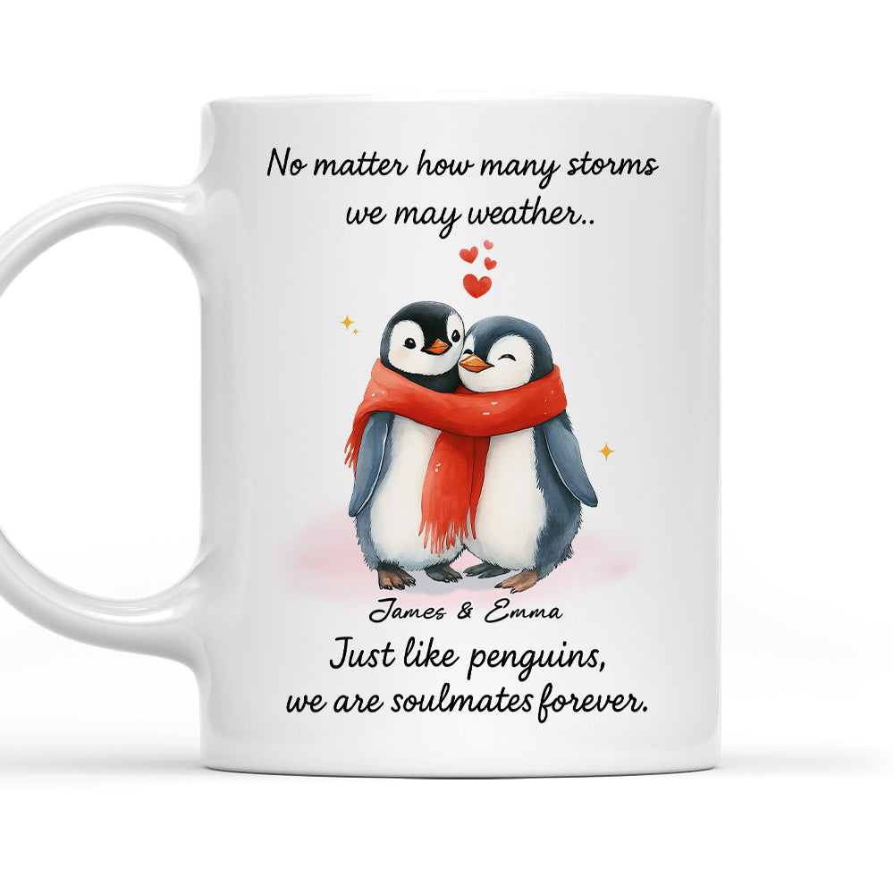 Penguin Couple Soulmates Forever - Personalized Custom Coffee Mug