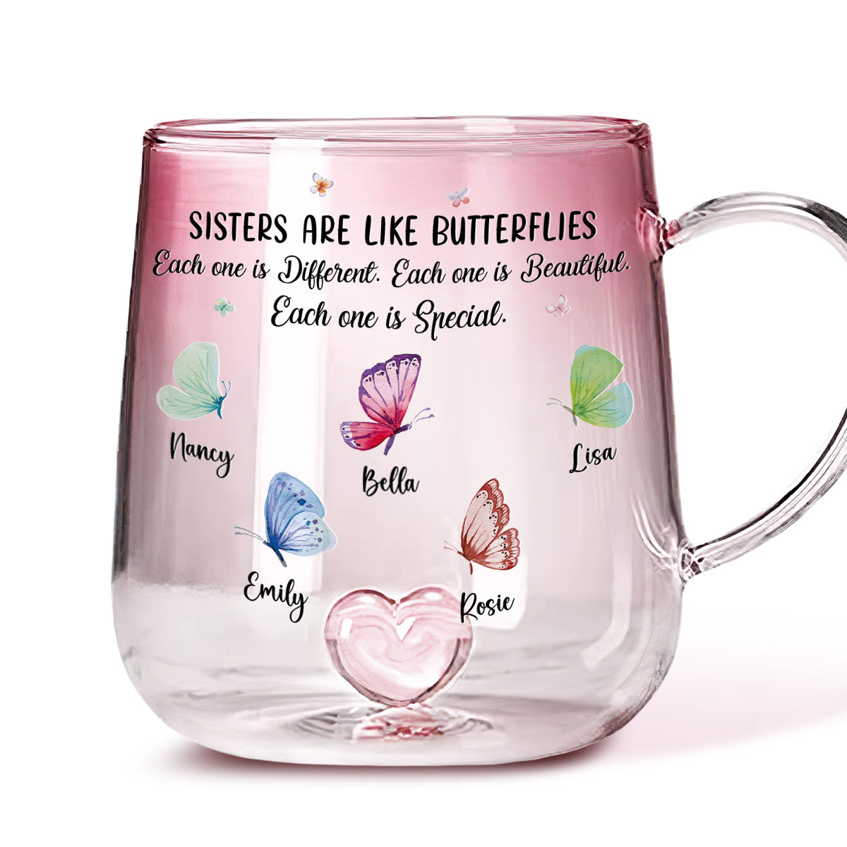 Sister Are The Gardeners Of Our Souls - Personalized Custom Pink Gradient Glass Mug