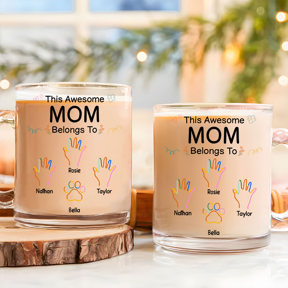 Glass This Awesome Mom Grandma Belongs To - Personalized Custom Glass Mug