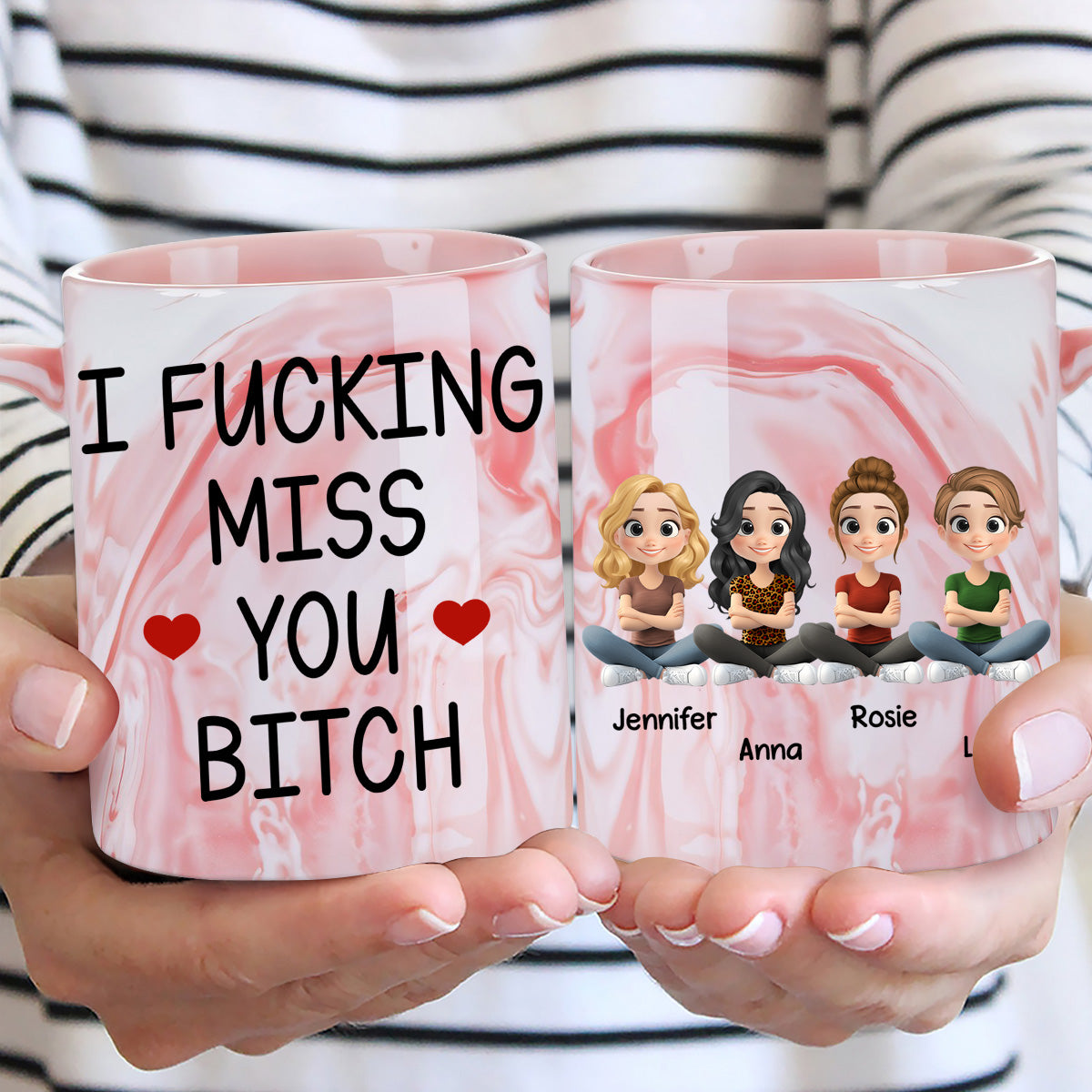 Miss You So - Personalized Custom Pink Marble Mug