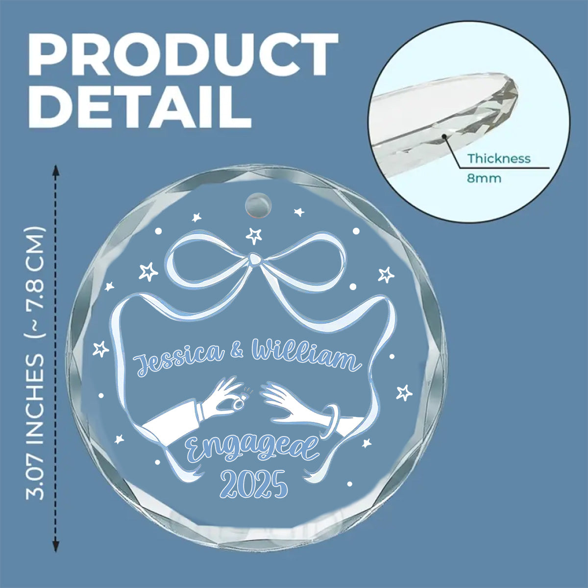 Our Engagement 2025 - Personalized Custom Glass Ornament