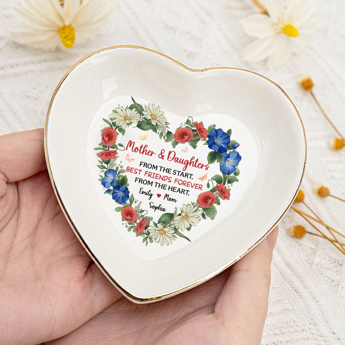 Mother And Daughter From The Start - Personalized Custom Jewelry Dish