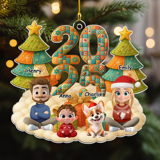A Patchwork Family - Personalized Custom Acrylic Ornament 