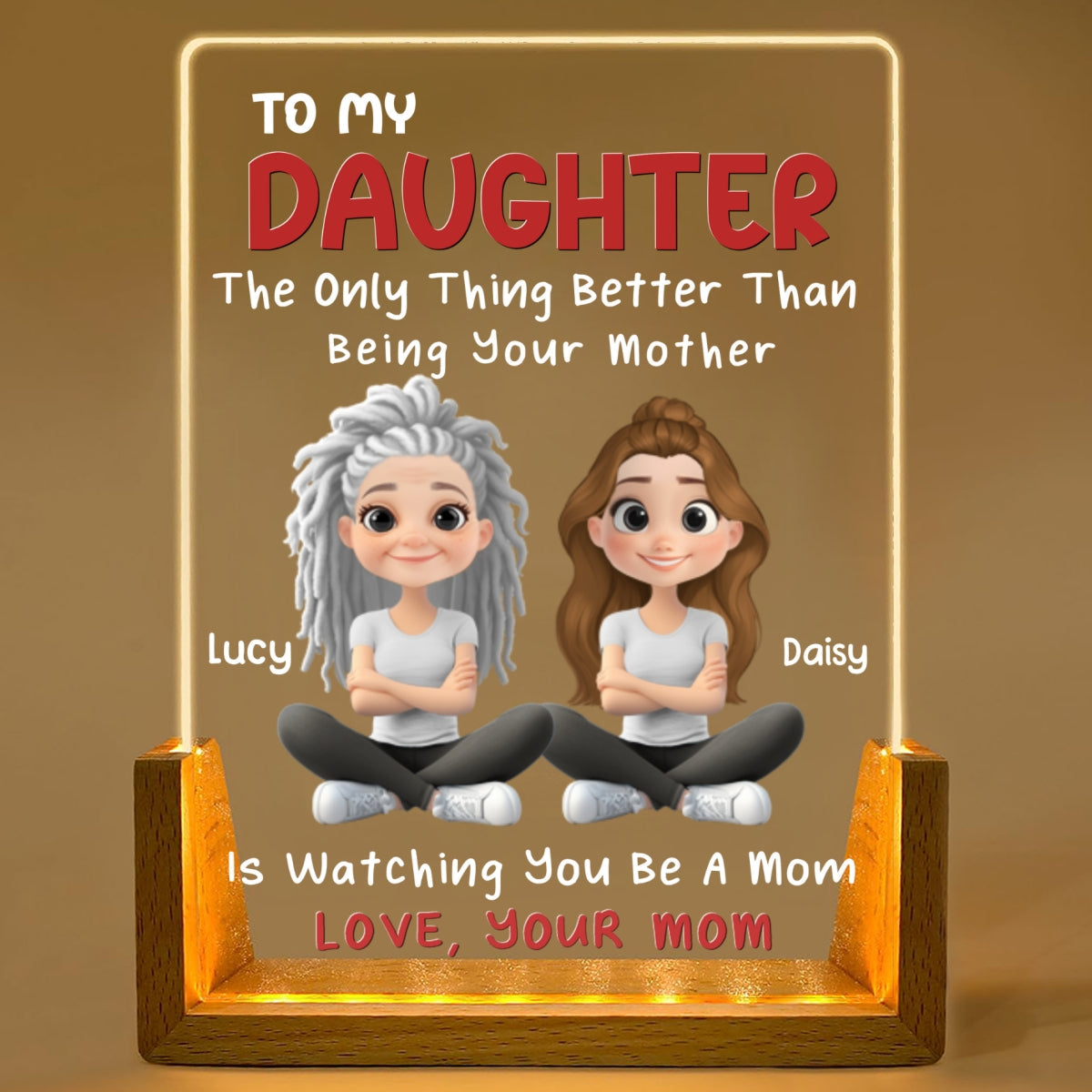 To My Daughter - Personalized Custom Plaque With Walnut Base