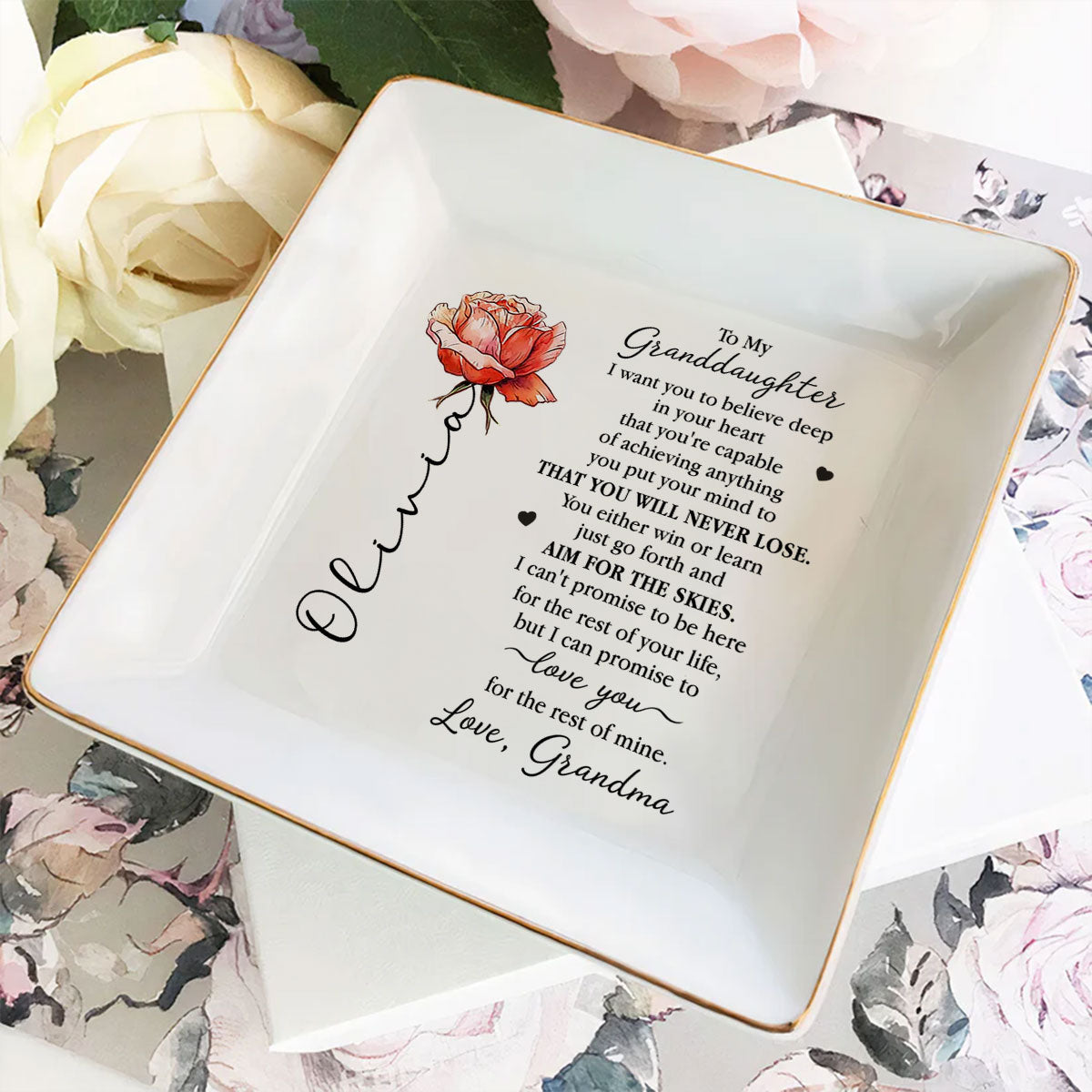 I Love You My Granddaughter - Personalized Custom Jewelry Dish