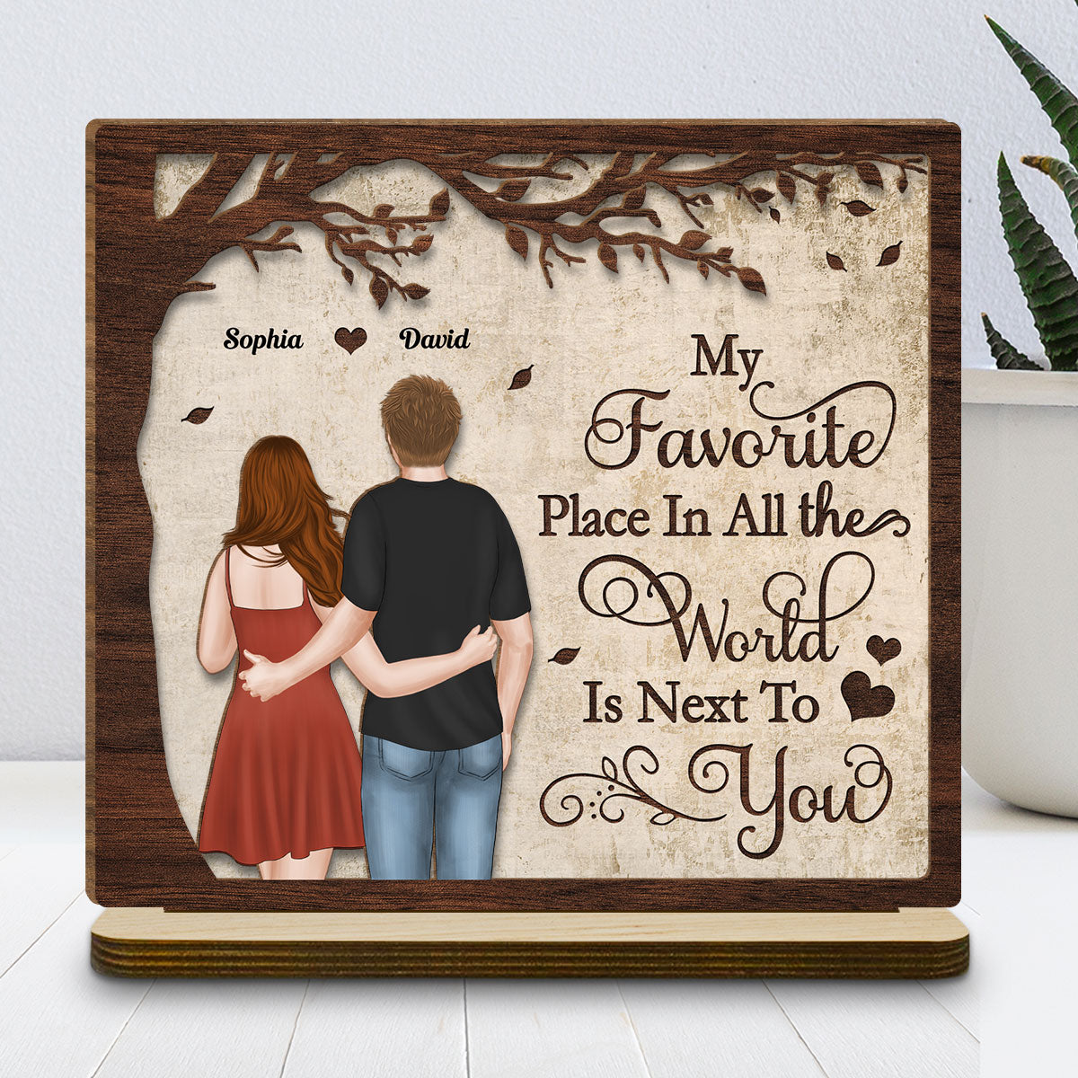 You Are Mine - Personalized Custom 2-Layer Wood Plaque With Flat Base