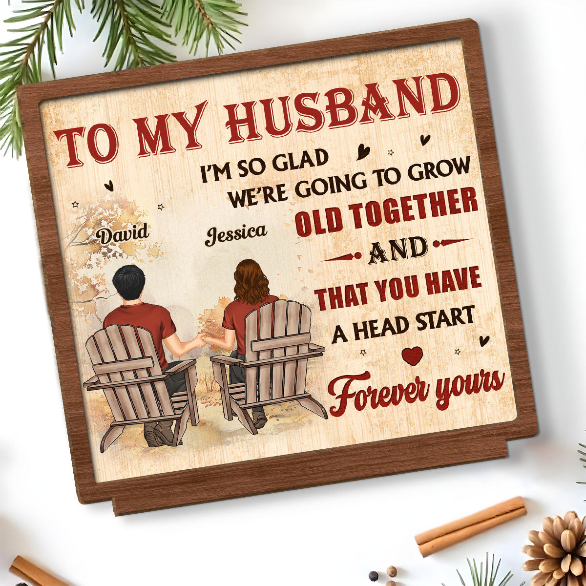 A Lifetime With You - Personalized Custom 2-Layer Wood Plaque With Flat Base