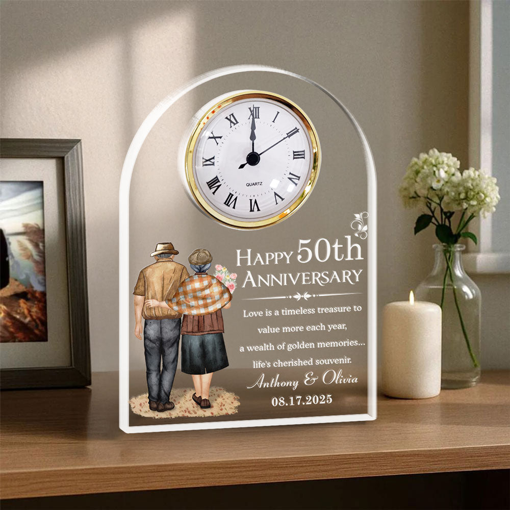 Happy Anniversary - Personalized Custom Acrylic Desk Clock Plaque