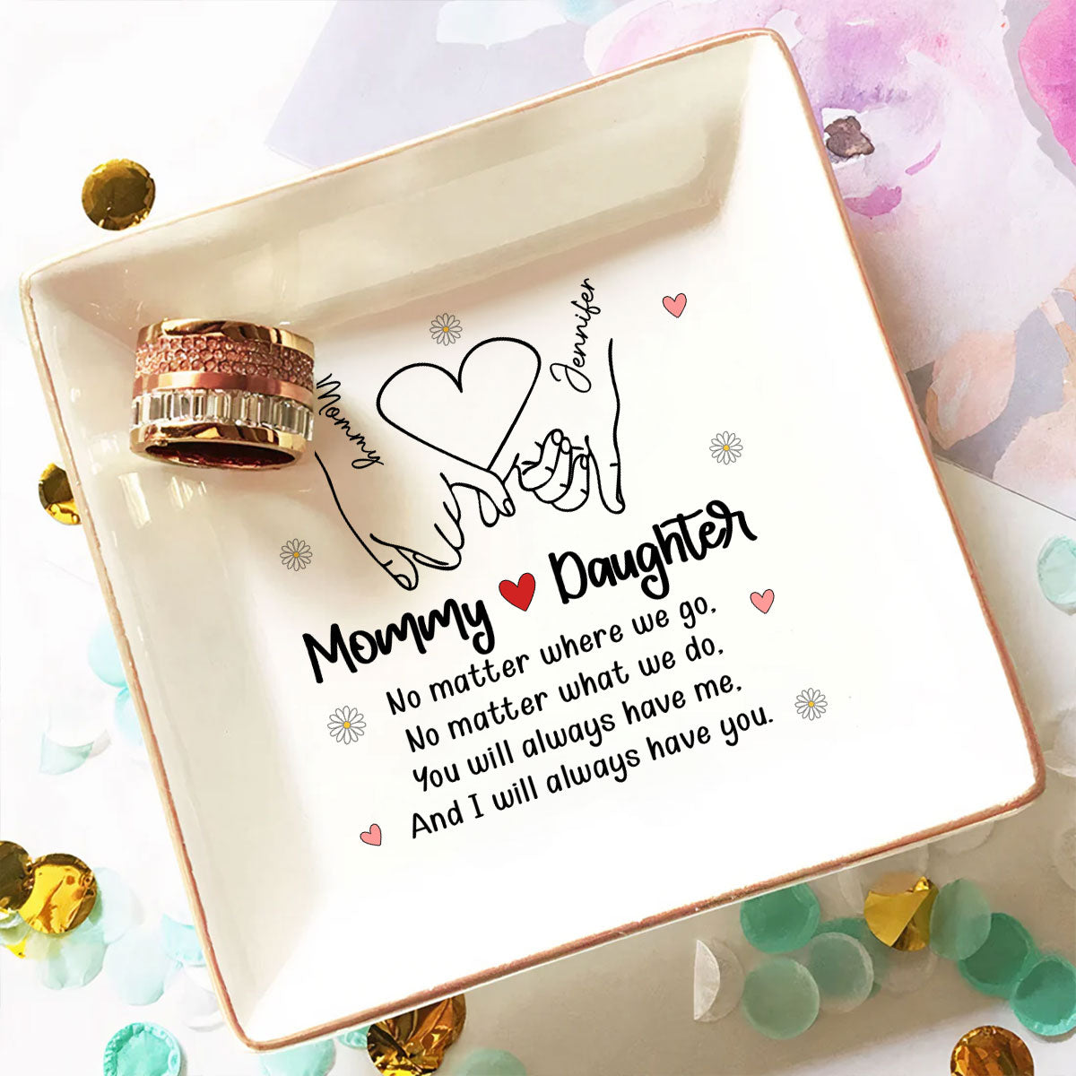 Mother And Daughter - Personalized Custom Jewelry Dish