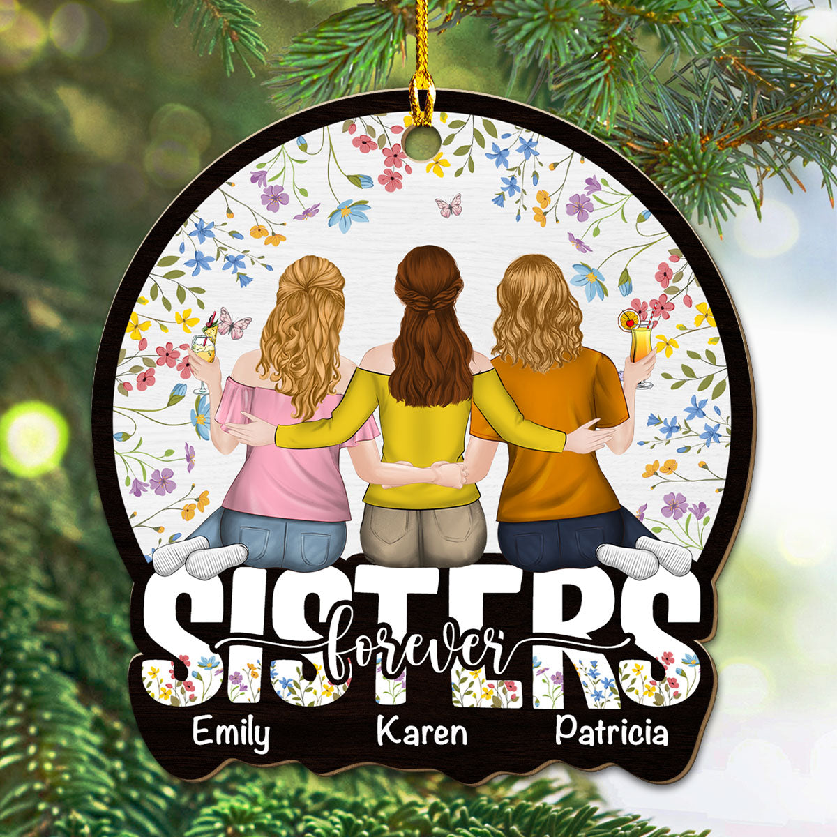 Bestie Colorful - Personalized Custom Wood Ornament