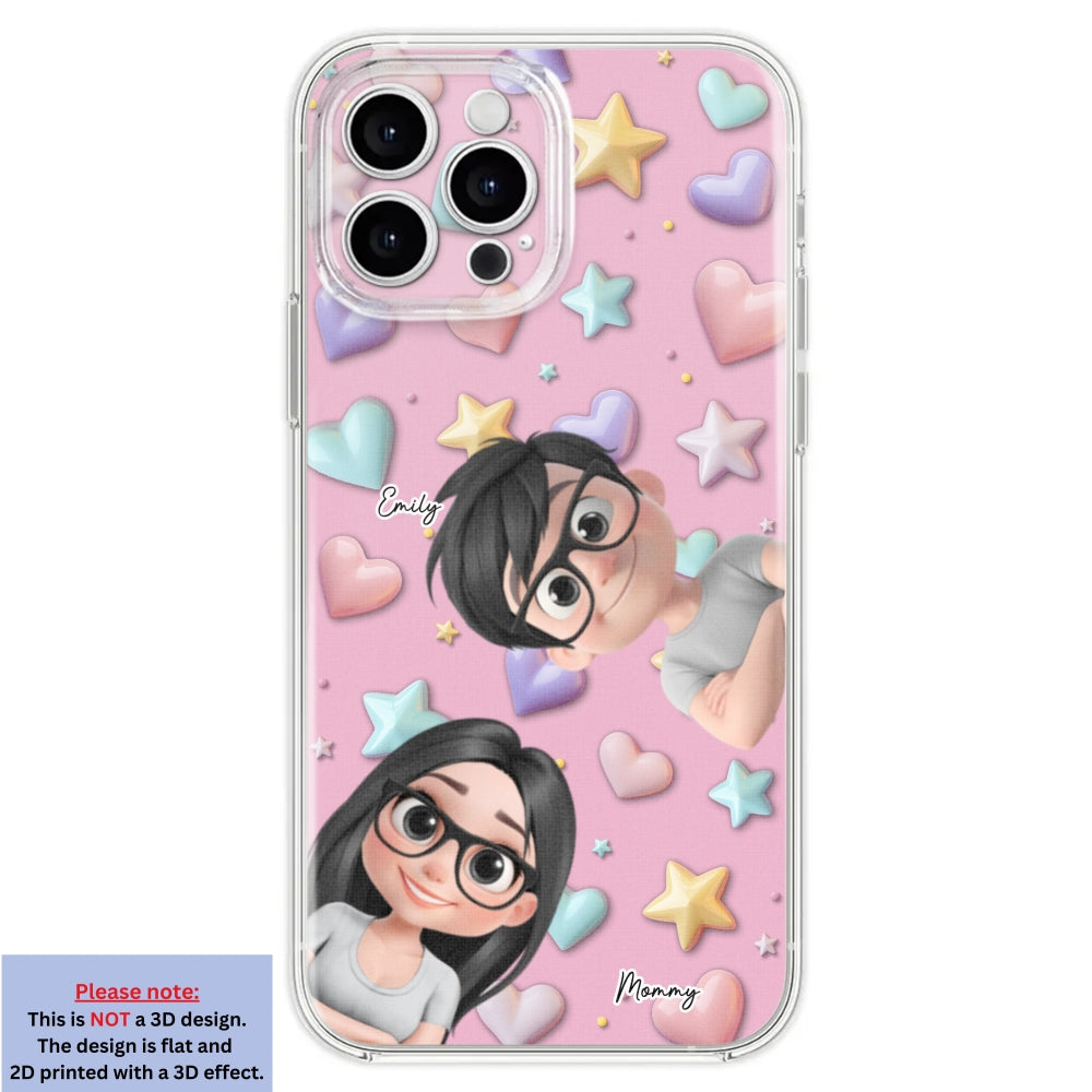 Linda Mamá y Niños - Funda de Teléfono Personalizada con Efecto 3D
