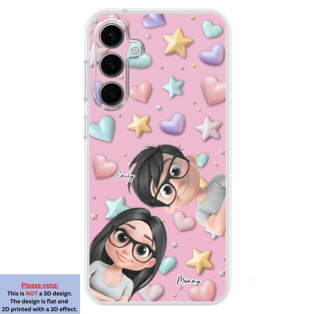 Linda Mamá y Niños - Funda de Teléfono Personalizada con Efecto 3D