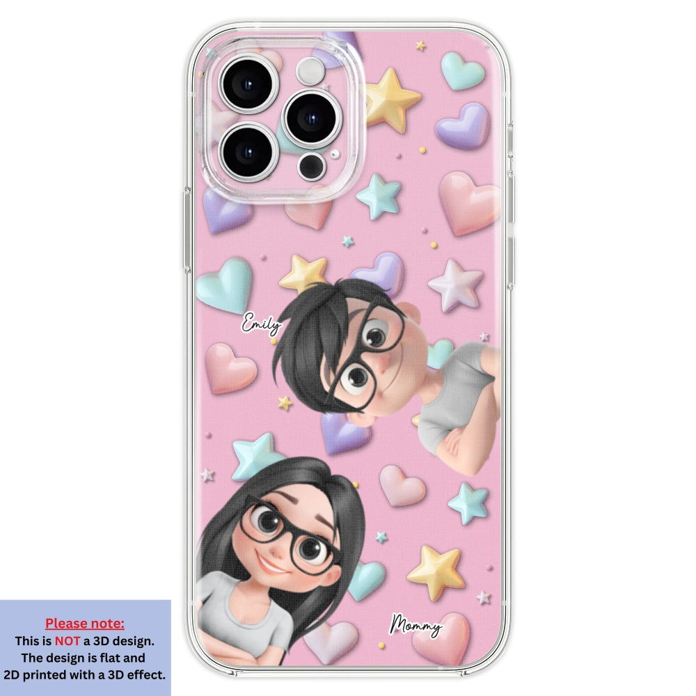 Linda Mamá y Niños - Funda de Teléfono Personalizada con Efecto 3D