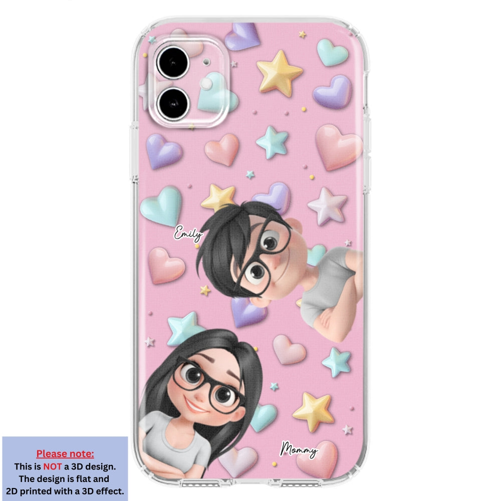 Linda Mamá y Niños - Funda de Teléfono Personalizada con Efecto 3D