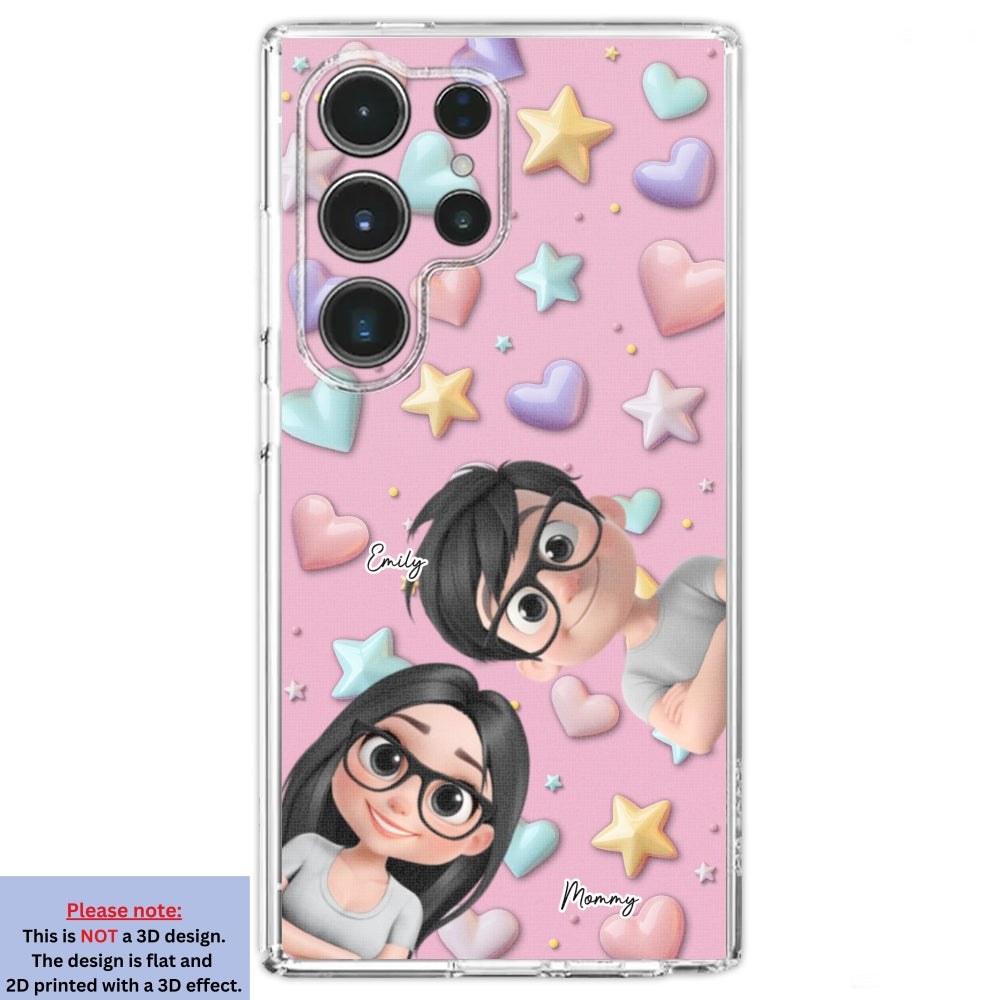 Linda Mamá y Niños - Funda de Teléfono Personalizada con Efecto 3D