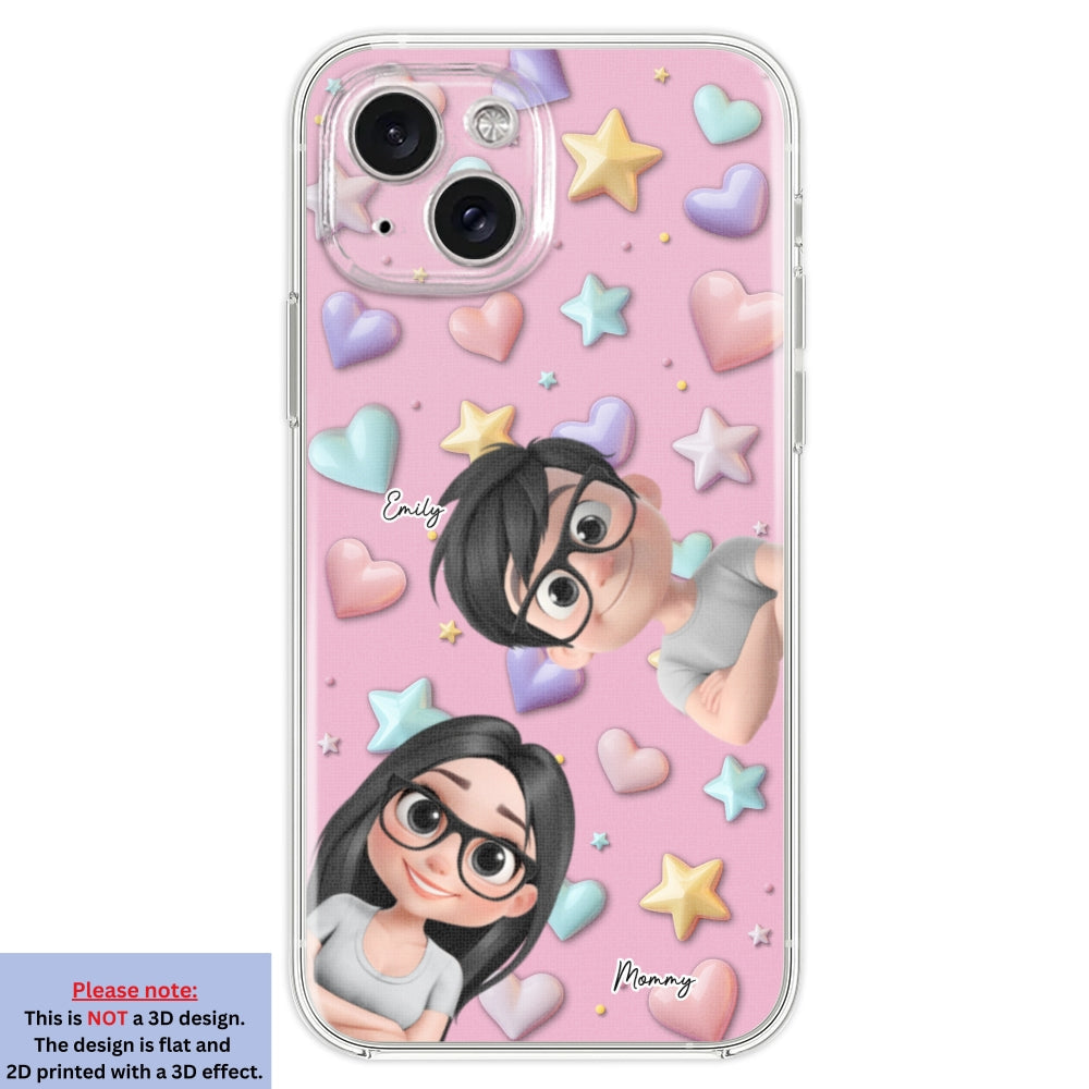 Linda Mamá y Niños - Funda de Teléfono Personalizada con Efecto 3D