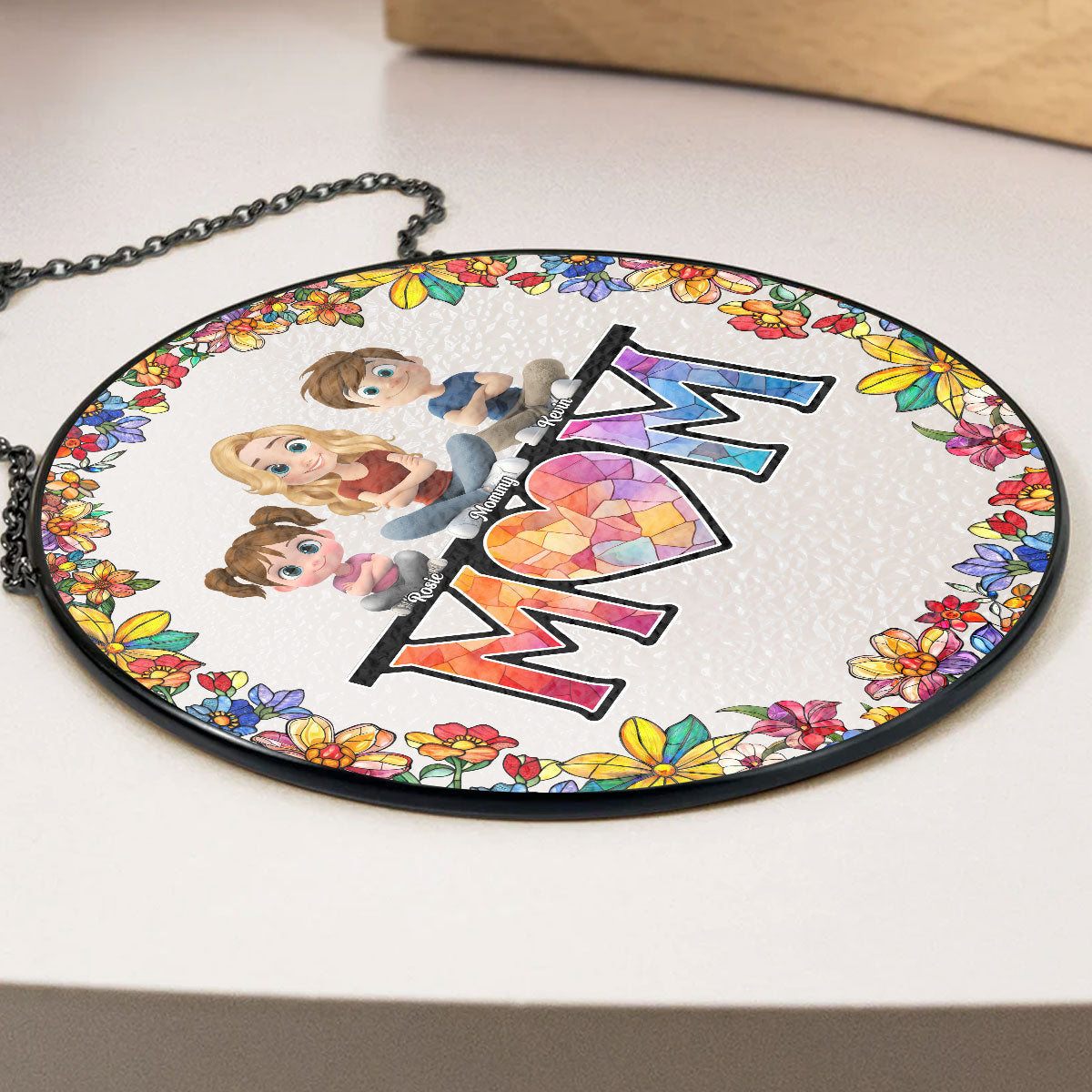 Mommy And Children - Personalized Custom Window Hanging Suncatcher