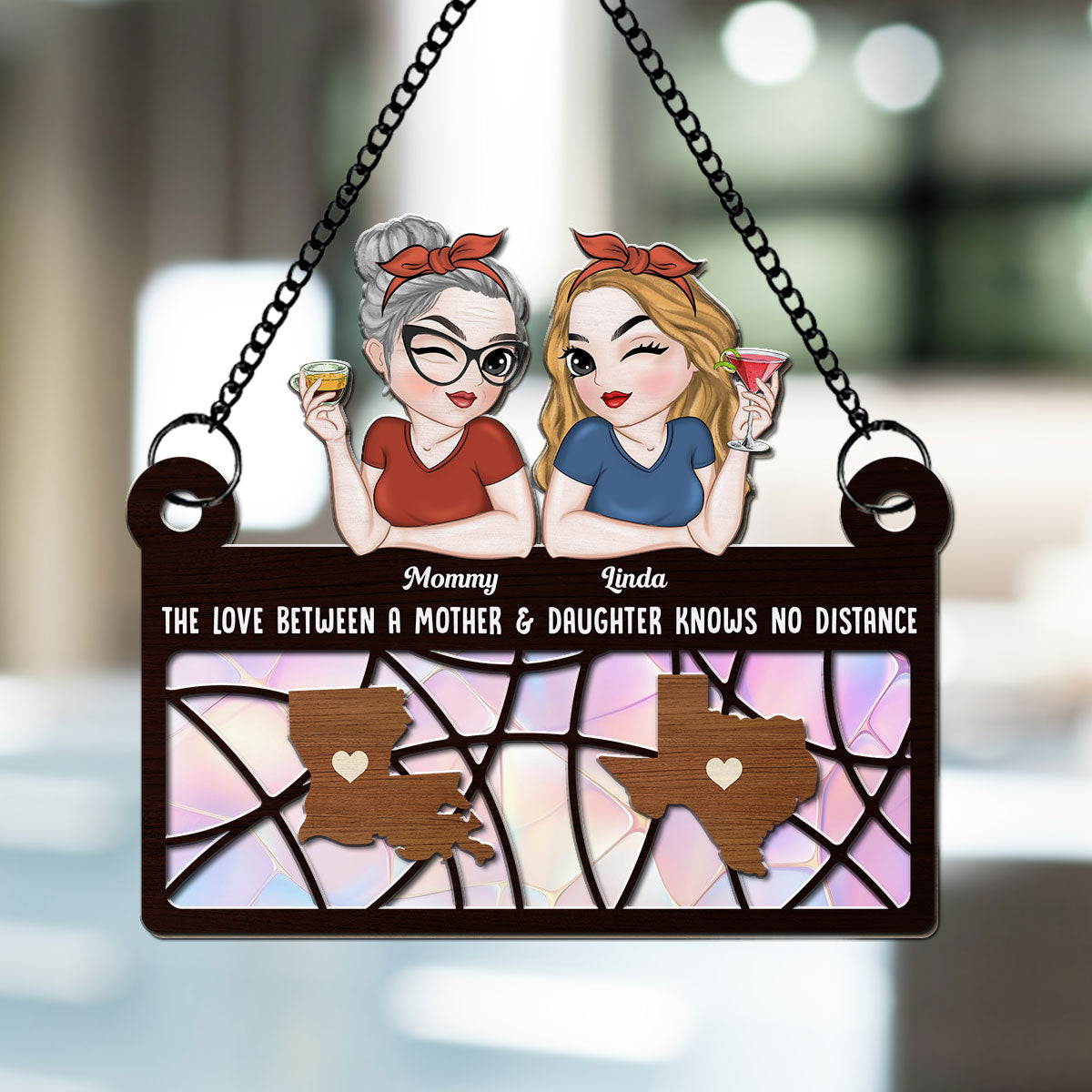 Love Knows No Distance - Personalized Custom Suncatcher