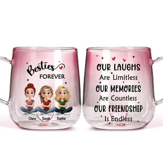 Limitless Friendship Glow - Personalized Custom Pink Gradient Glass Mug