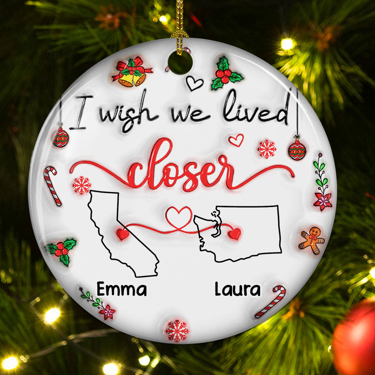 Besties Are Always Close At Heart - Personalized Custom 3D Inflated Effect Ceramic Ornament