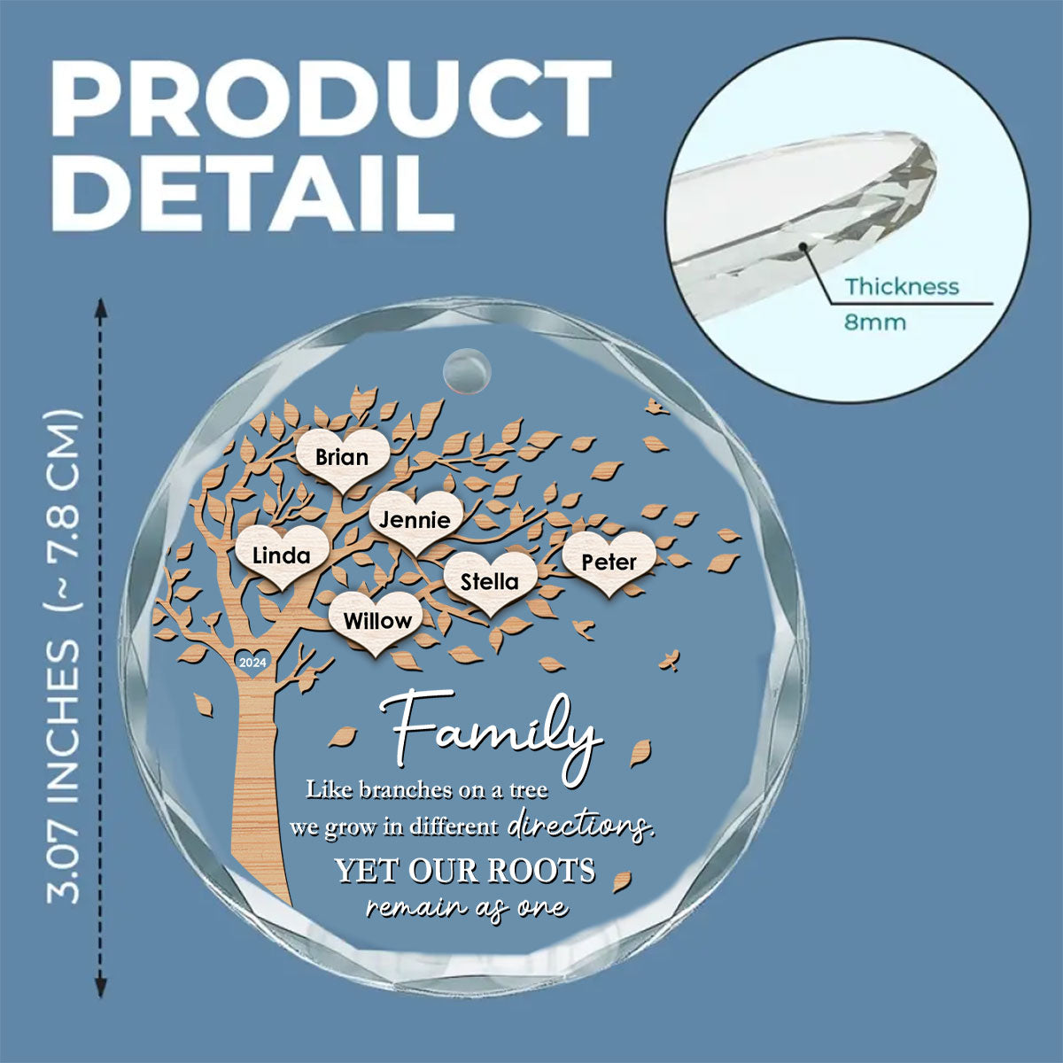 Our Roots Remain As One - Personalized Custom Glass Ornament