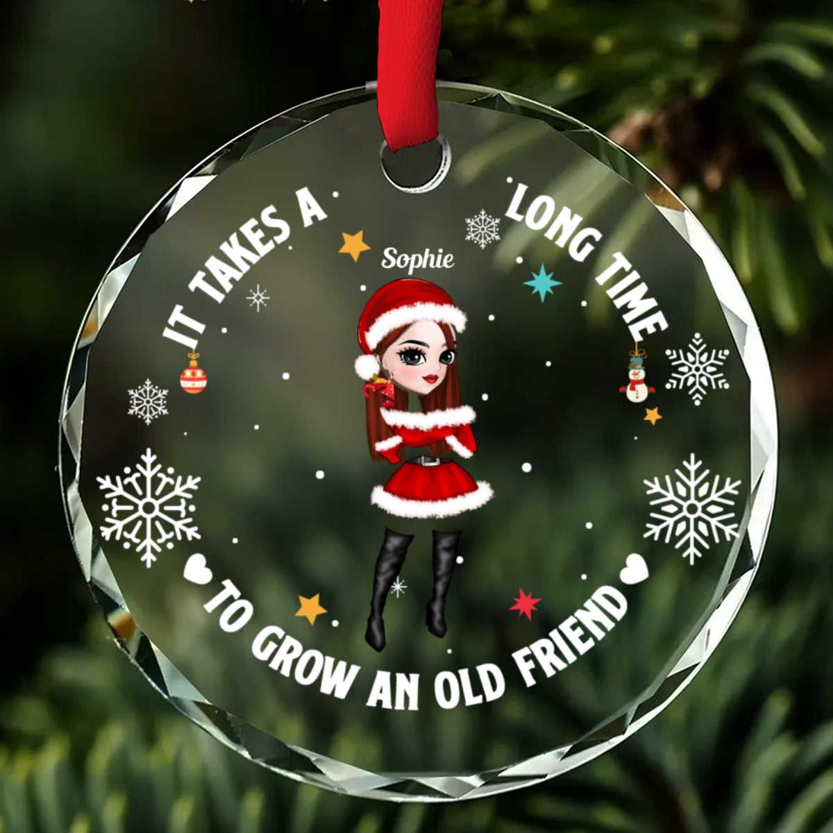 Besties Christmas - Personalized Custom Glass Ornament