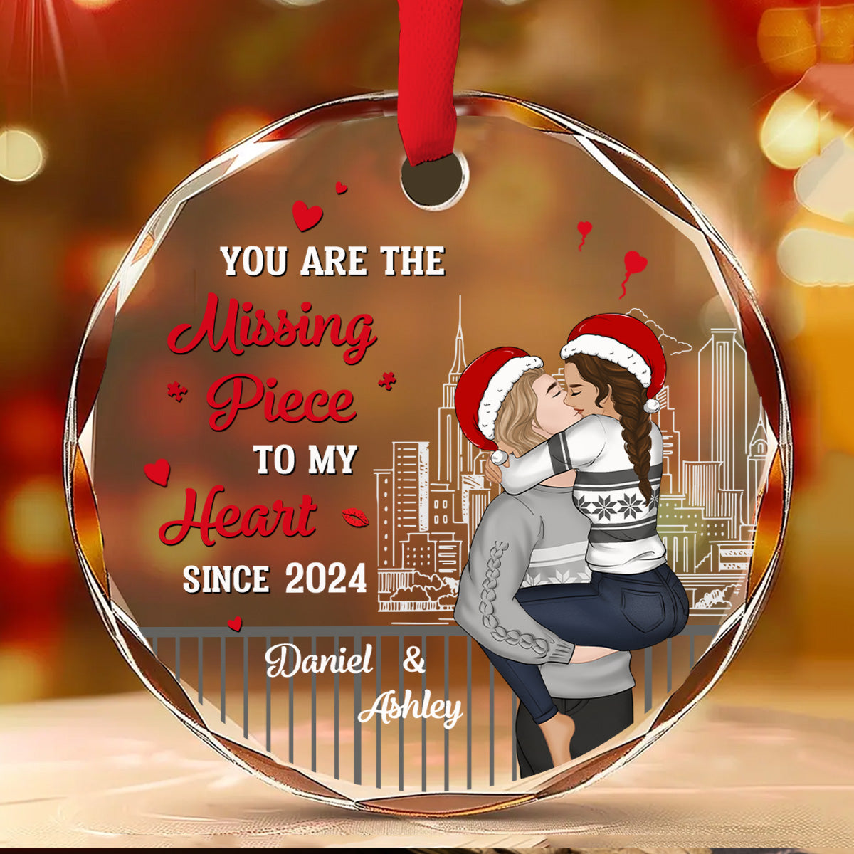 The Year I Found My Missing Piece Couples - Personalized Custom Glass Ornament