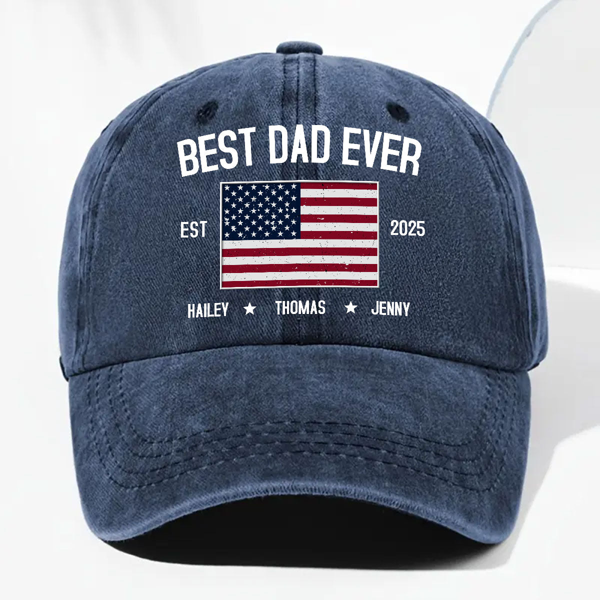 Dad Life Vibes - Personalized Custom Vintage Washed Denim Cap