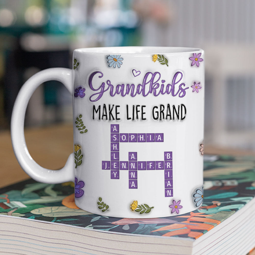 Grandkids Make Life Grand Crossword Puzzle - Personalized Custom 3D Inflated Effect Mug