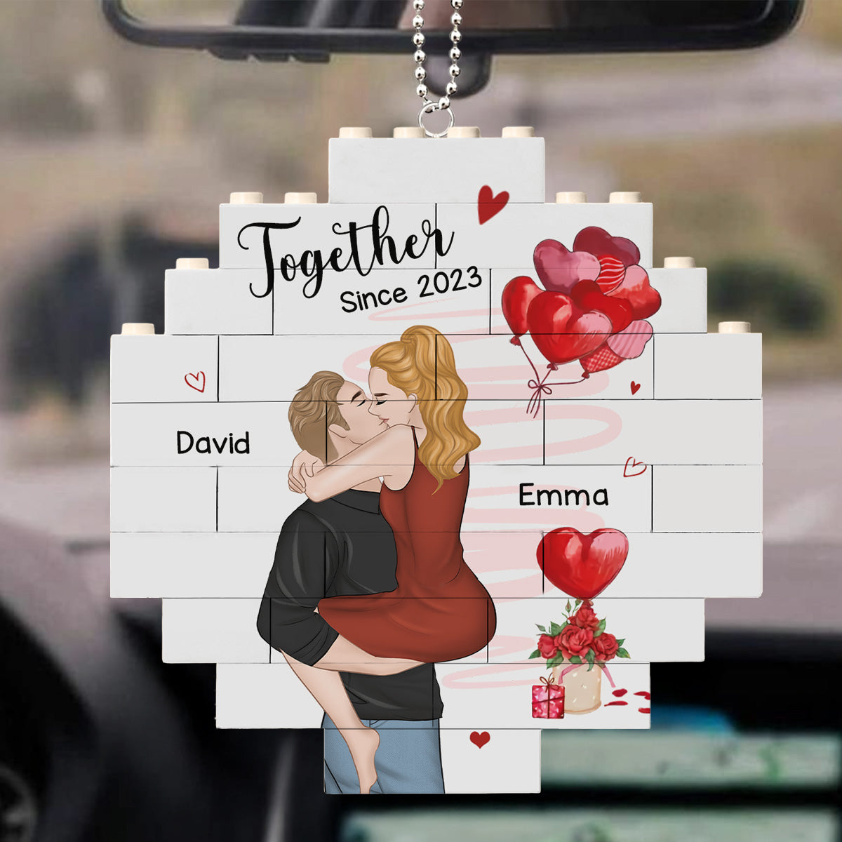 I Love You Forever - Personalized Custom Puzzle Car Ornament
