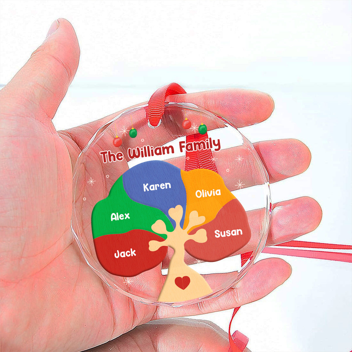 Family Tree - Personalized Custom Glass Ornament