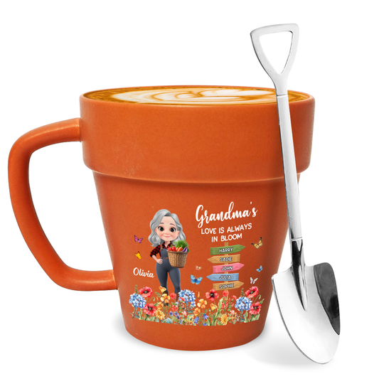 Garden Of Grandma Love Is Always In Bloom - Personalized Custom Plant Pot Mug