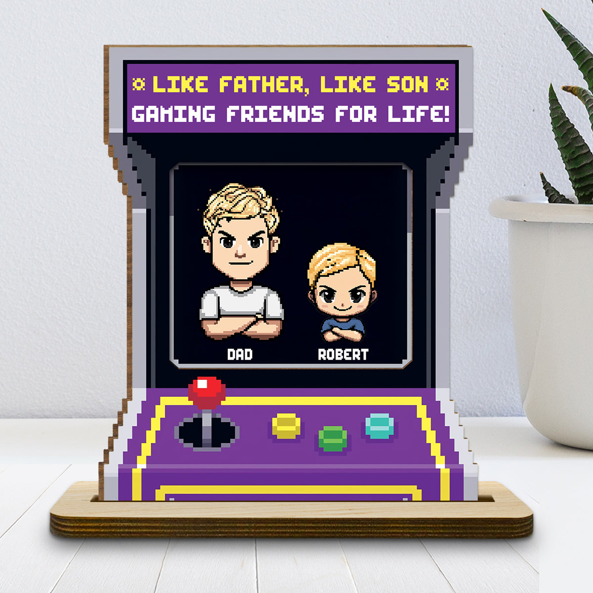 Gaming Friends For Life - Personalized Custom 2-Layer Wood Plaque With Flat Base