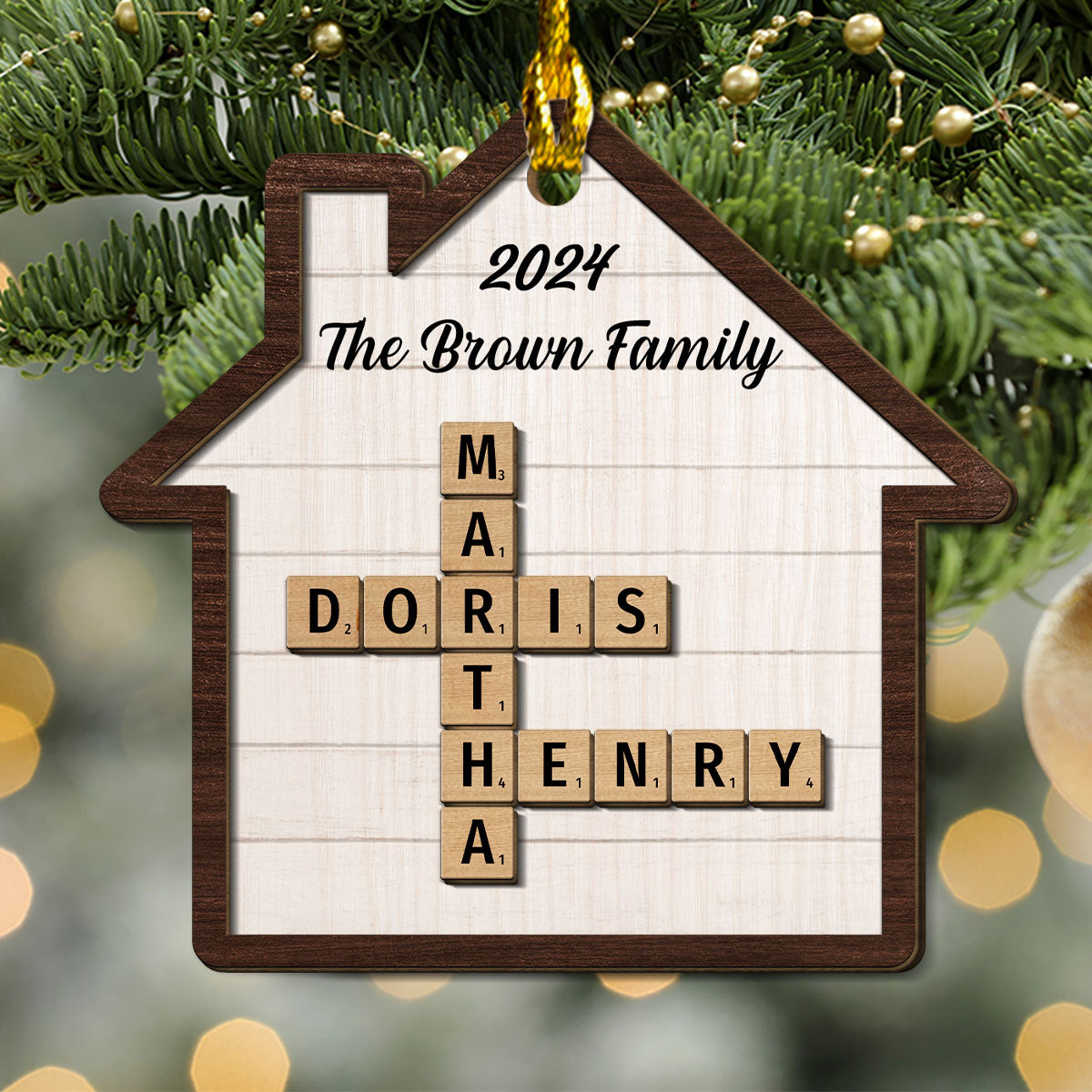 Happy Family - Personalized Custom Freeshape 2-Layered Wood Ornament