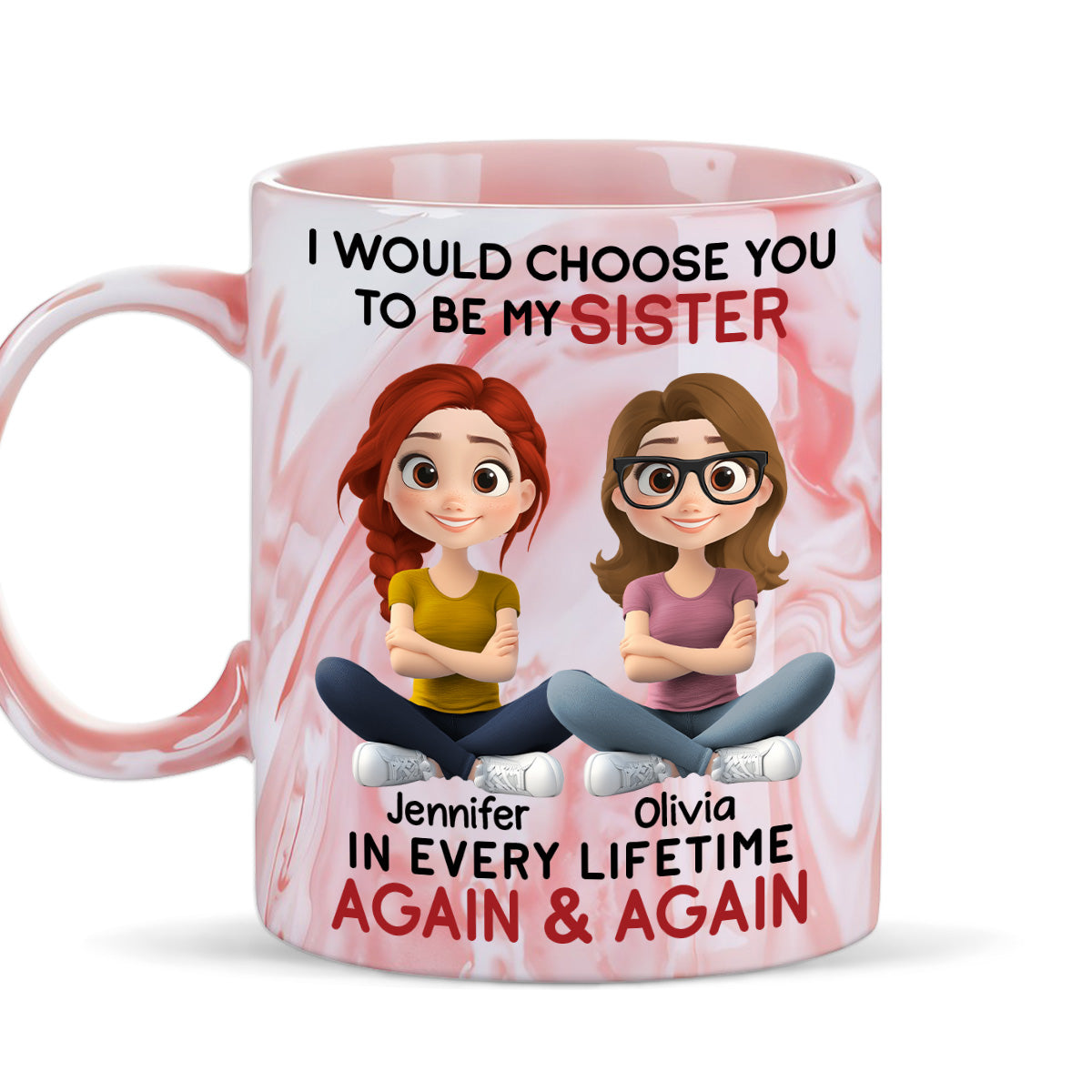 Choose You - Personalized Custom Pink Marble Mug