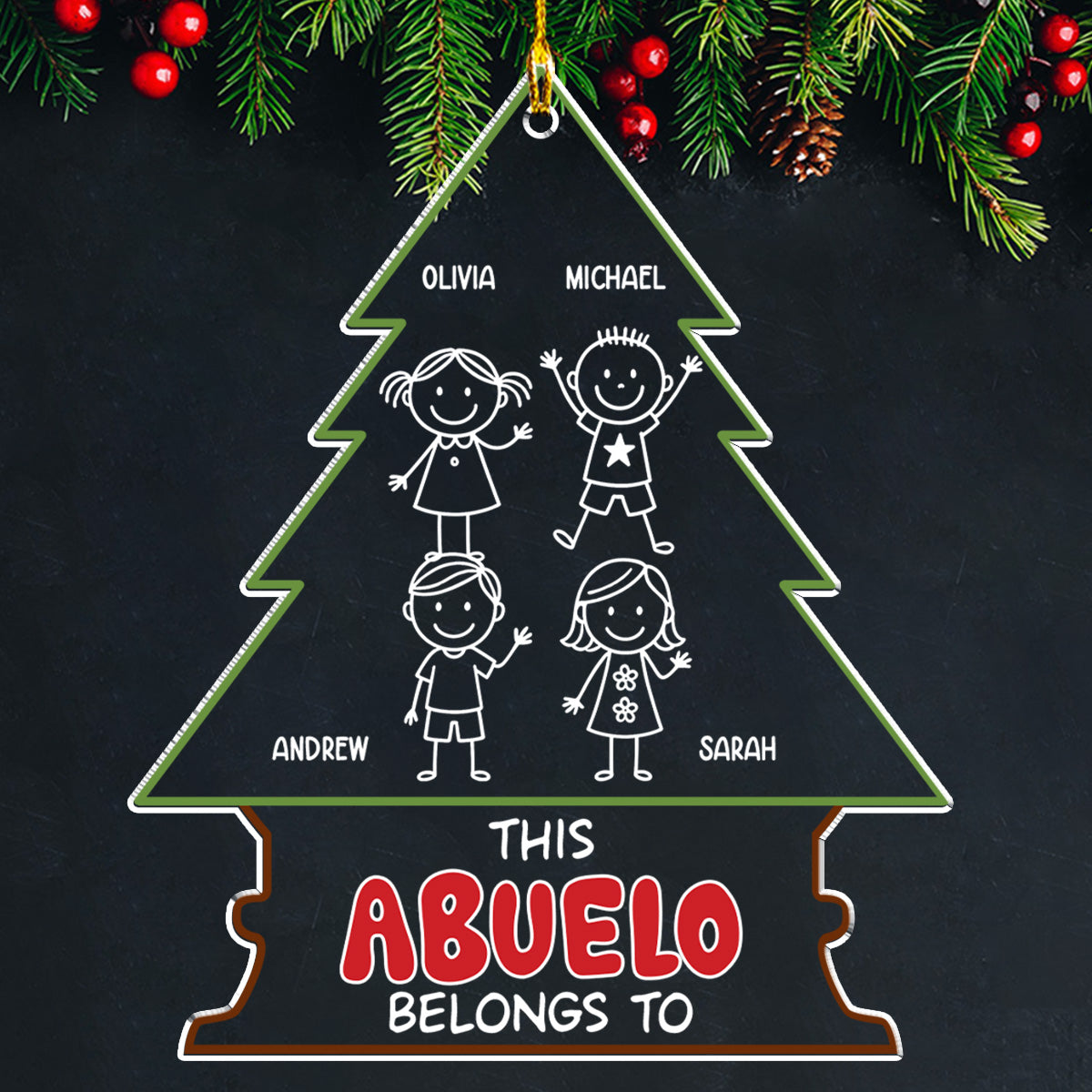 Grandpa Belongs To - Personalized Custom Acrylic Ornament