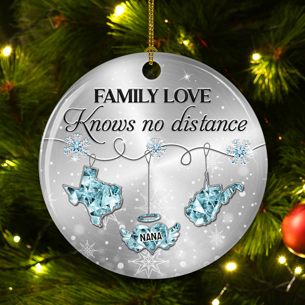 Family Love Crystal Memorial - Personalized Custom Ceramic Ornament