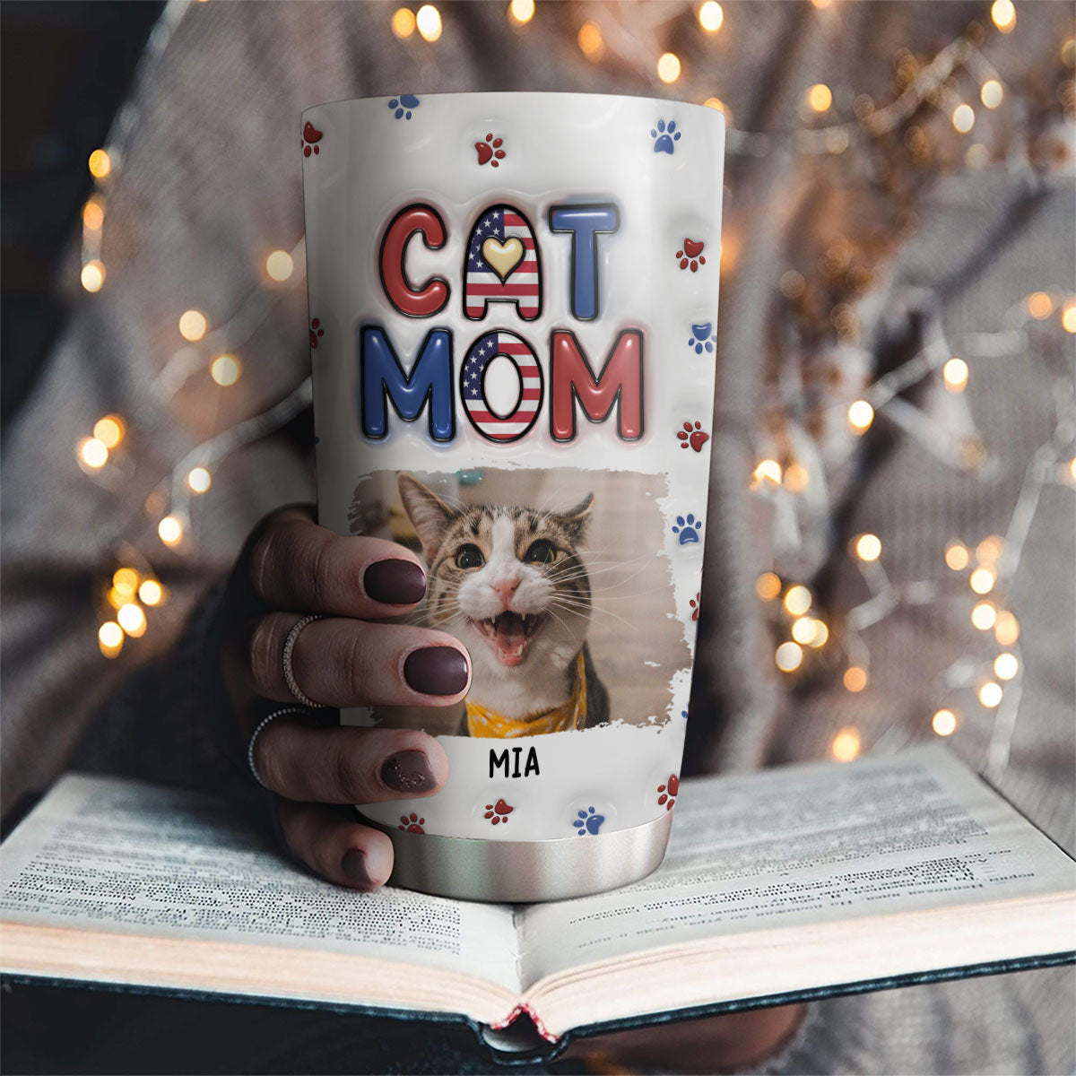 Lovely Cat Mom Version 3 Photo - Personalized Custom 3D Inflated Effect Tumbler