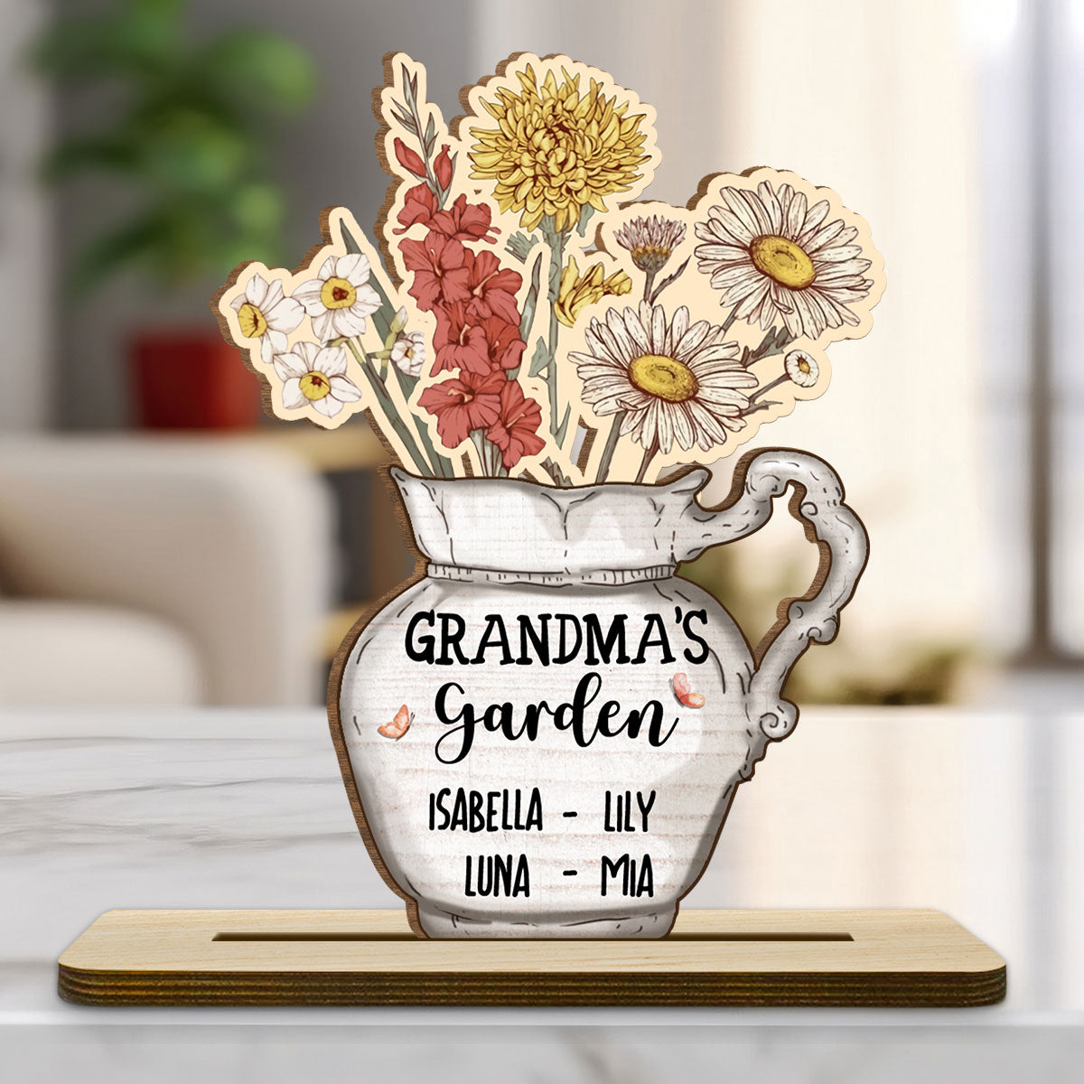Our Love Grows With You - Personalized Custom 2-Layer Wood Plaque With Flat Base