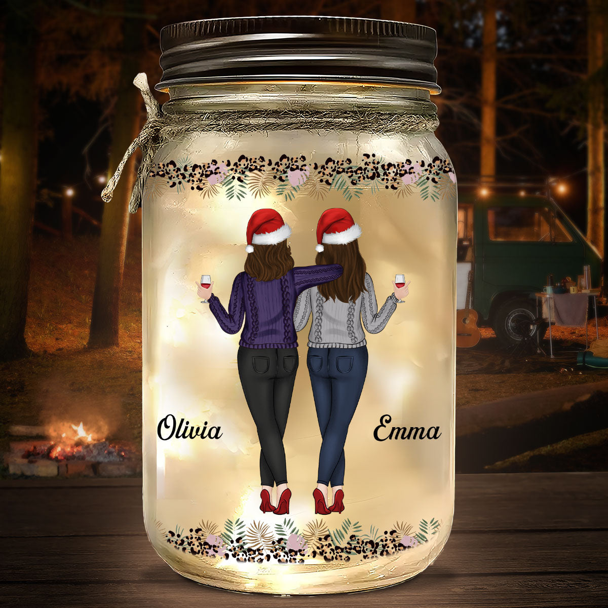 Thanks For Being My Unbiological Sister - Personalized Custom Mason Jar Light