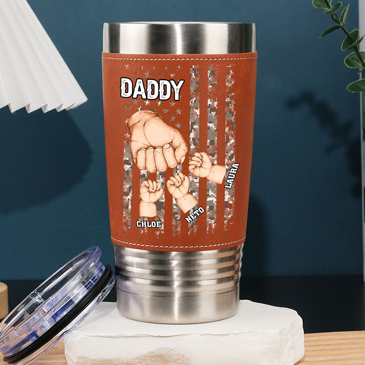Best Dad Ever - Personalized Custom Leather Tumbler