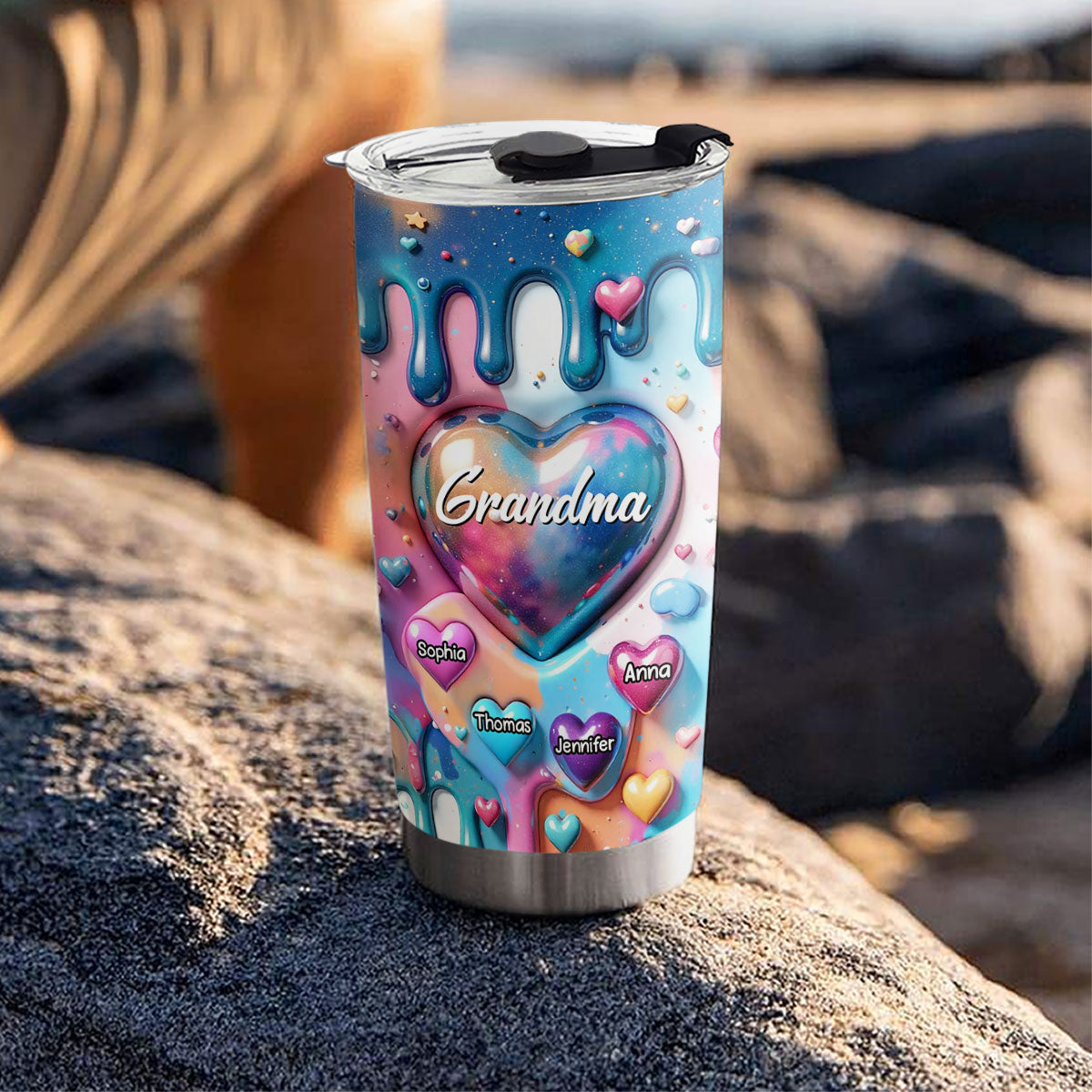 The Love For Grandkids Fills Your Heart Endlessly - Personalized Custom 3D Inflated Effect Tumbler