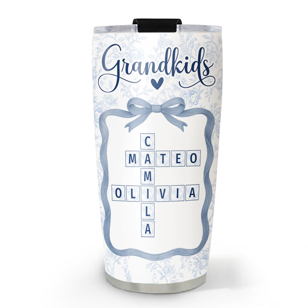Grandkids Toile De Jouy Crossword - Personalized Custom Tumbler