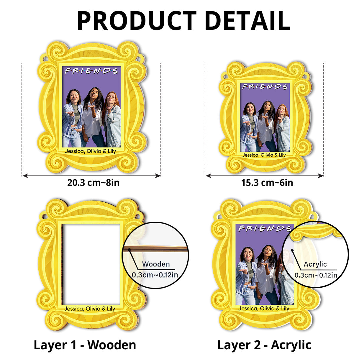 Friends Forever Frame Photo - Personalized Custom Suncatcher