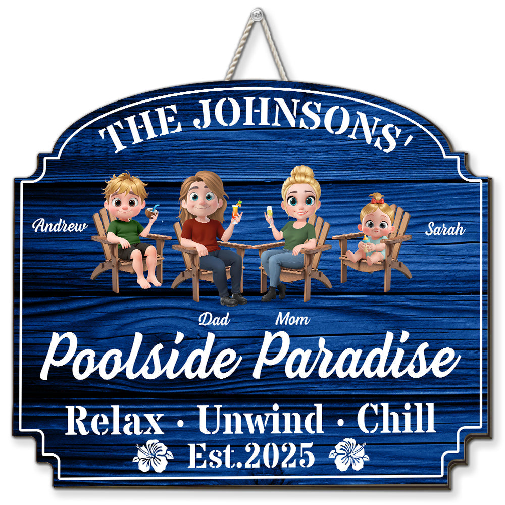 Our Poolside Paradise - Personalized Custom Wood Sign