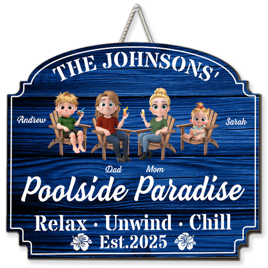 Our Poolside Paradise - Personalized Custom Wood Sign